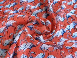 Шифон креш фламінго, кораловий (відріз 2,6 м) - інтернет-магазин tkani-atlas.com.ua