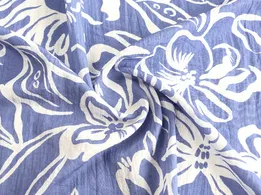 Лен Бохо цветочная композиция, васильковый (отрез 1 м) - интернет-магазин tkani-atlas.com.ua