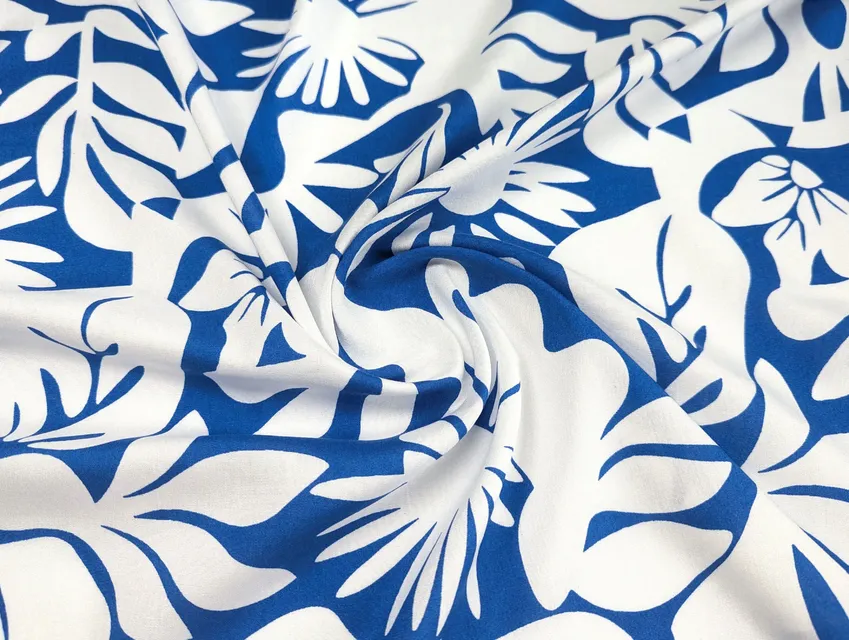 Штапель шовковистий квіткова абстракція, електрик (відріз 1,3 м) - фото 1 - інтернет-магазин tkani-atlas.com.ua