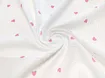 Муслин рисунок сердечки, розовый на молочном (отрез 1,2 м) - интернет-магазин tkani-atlas.com.ua