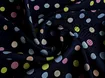 Американський креп малюнок різнокольорові горошки, темно-синій (відріз 0,7 м) - інтернет-магазин tkani-atlas.com.ua