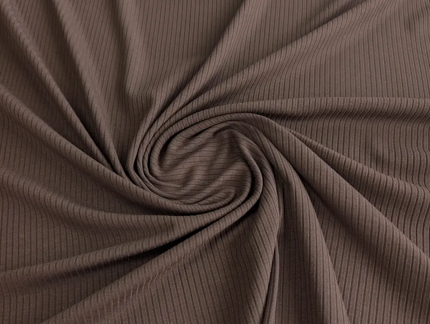 Трикотаж рубчик, молочный шоколад (отрез 2,5 м) - фото 1 - интернет-магазин tkani-atlas.com.ua