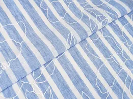 Полилен лакр цветы на полоске, голубой - интернет-магазин tkani-atlas.com.ua