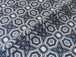 Коттон сатин принт оптическая иллюзия, синий (отрез 2,5 м) - интернет-магазин tkani-atlas.com.ua