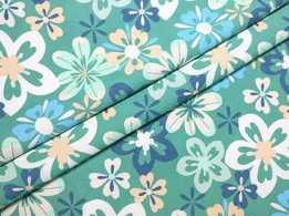 Джинс тенсел цветочная полянка, мята (отрез 0,5 м) - интернет-магазин tkani-atlas.com.ua