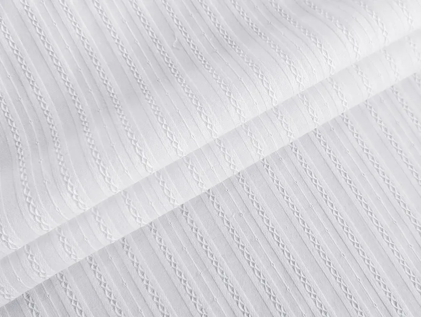 Коттон прошва ромбики с полосой фактурной, белый - фото 1 - интернет-магазин tkani-atlas.com.ua