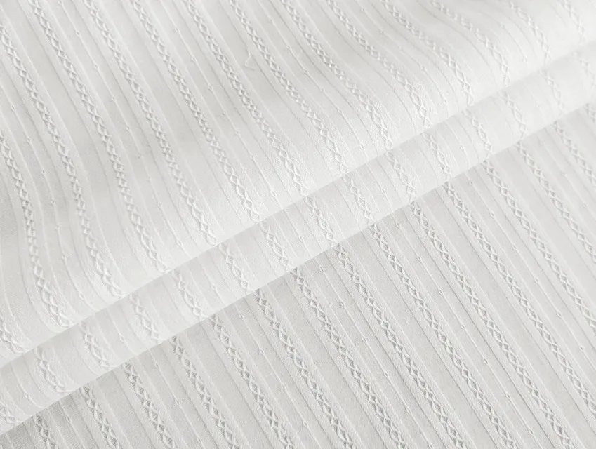 Коттон прошва ромбики с полосой фактурной, молочный - фото 1 - интернет-магазин tkani-atlas.com.ua