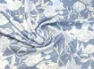 Штапель кринкл рисунок пионы, голубой джинсовый (отрез 1 м) - интернет-магазин tkani-atlas.com.ua