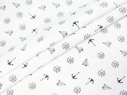 Котон морський, темно-сині на білому (відріз 1 м) - інтернет-магазин tkani-atlas.com.ua