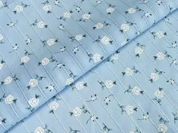 Котон мережка троянди, блакитний (відріз 1,2 м) - інтернет-магазин tkani-atlas.com.ua