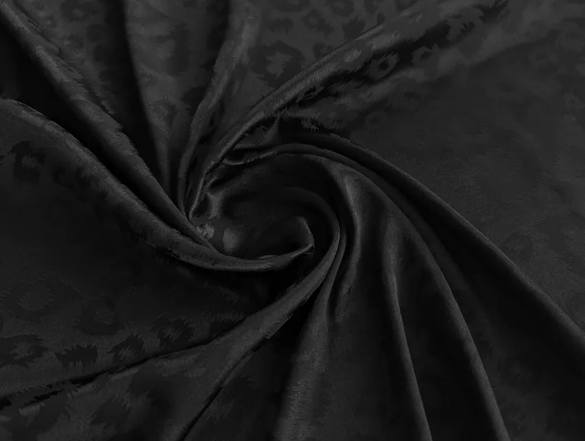 Сатин жаккард леопард, черный (отрез 1 м) - фото 1 - интернет-магазин tkani-atlas.com.ua