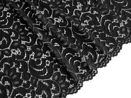 Гіпюр стрейч Класика двосторонній фестон, чорний (відріз 0,6 м) - інтернет-магазин tkani-atlas.com.ua