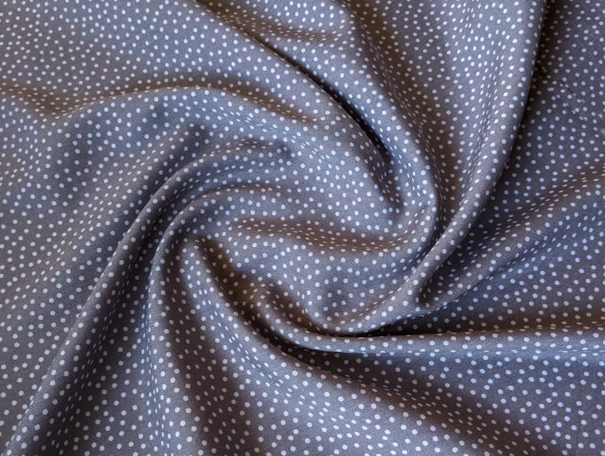 Штапель шелковистый мелкий горошек, темно-бежевый - фото 1 - интернет-магазин tkani-atlas.com.ua