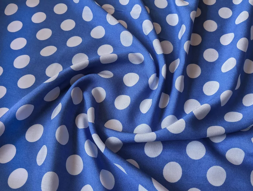 Штапель горошок 17 мм, блакитний - фото 1 - інтернет-магазин tkani-atlas.com.ua