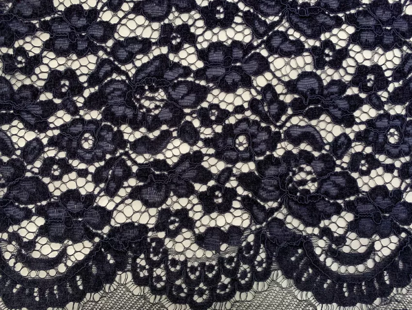 Гіпюр оксамитовий двосторонній фестон, темно-синій - фото 1 - інтернет-магазин tkani-atlas.com.ua