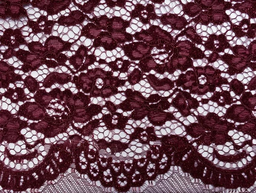 Гіпюр оксамитовий з блиском двосторонній фестон, бордовий - фото 1 - інтернет-магазин tkani-atlas.com.ua