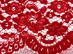Гипюр бархатный с блеском двухсторонний фестон, красный - интернет-магазин tkani-atlas.com.ua