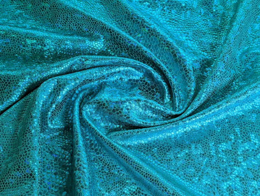 Трикотаж масло нарядное голограмма, бирюзово-голубой - фото 1 - интернет-магазин tkani-atlas.com.ua