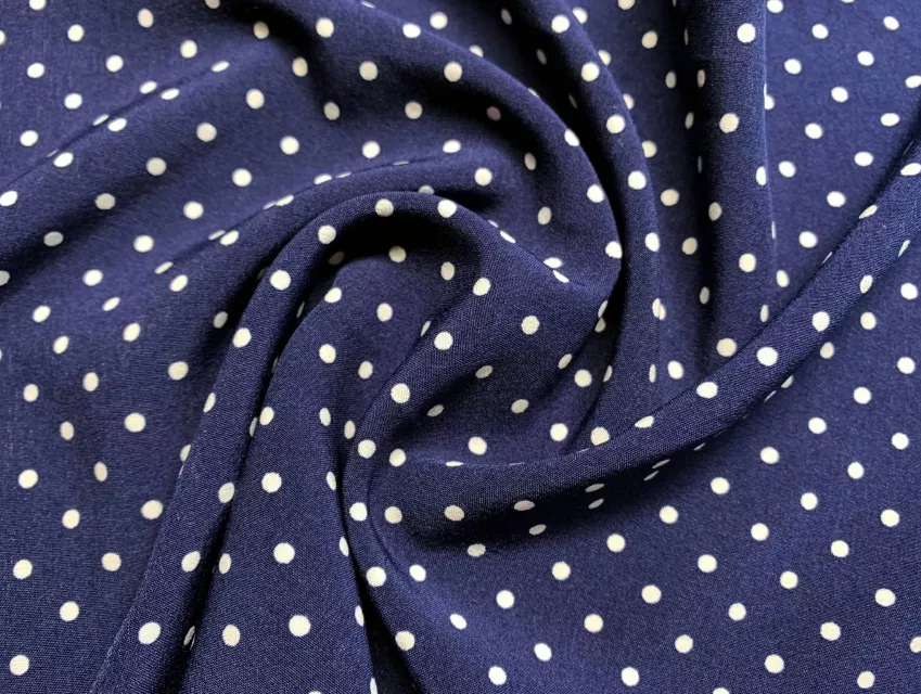 Супер софт принт дрібний горошок 3 мм, білий на темно-синьому - фото 1 - інтернет-магазин tkani-atlas.com.ua