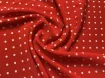 Французская вискоза софт мелкий горошек 3 мм, белый на красном - інтернет-магазин tkani-atlas.com.ua