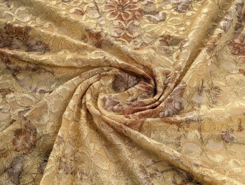 Гіпюр стрейчевий щільний двоколірний, золото - фото 1 - інтернет-магазин tkani-atlas.com.ua
