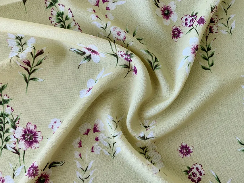 Дона креп квіткова композиція, лимонний - фото 1 - інтернет-магазин tkani-atlas.com.ua