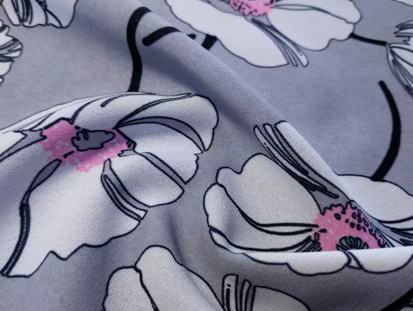 Дона креп великі квіти, сірий - фото 1 - інтернет-магазин tkani-atlas.com.ua