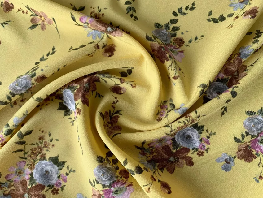 Французька віскоза софт квіткова поляна, жовтий - фото 1 - інтернет-магазин tkani-atlas.com.ua