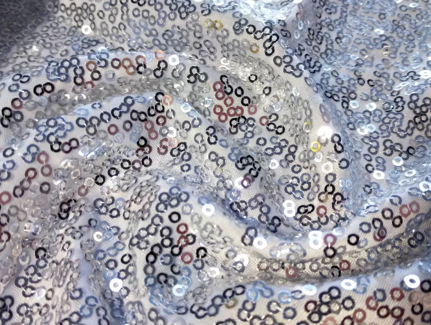 Пайетка на трикотажной основе, белый - фото 1 - интернет-магазин tkani-atlas.com.ua