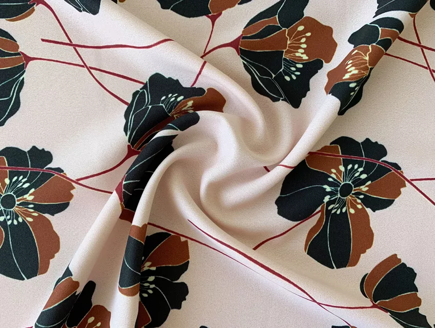 Дона креп крупный цветок, пудра - фото 1 - интернет-магазин tkani-atlas.com.ua