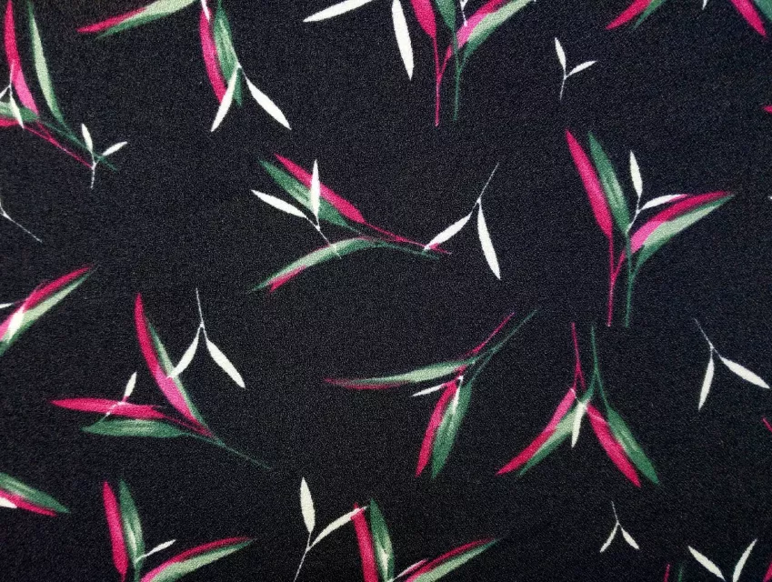 Платтяний креп листяний дует, чорний - фото 1 - інтернет-магазин tkani-atlas.com.ua