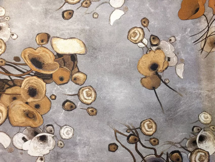 Плательный креп цветочная абстракция, серый - фото 1 - интернет-магазин tkani-atlas.com.ua