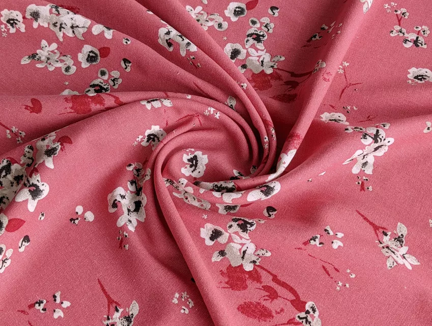 Льон з віскозою веснянний сад, чайна троянда - фото 1 - інтернет-магазин tkani-atlas.com.ua