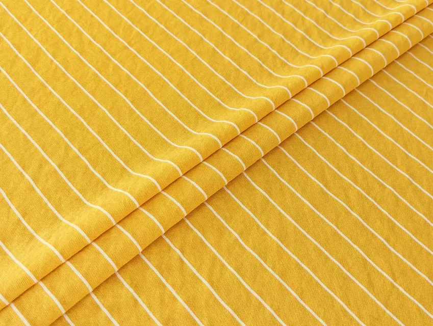 Віскозний трикотаж з нейлоном смужка 15 мм, жовтий - фото 1 - інтернет-магазин tkani-atlas.com.ua