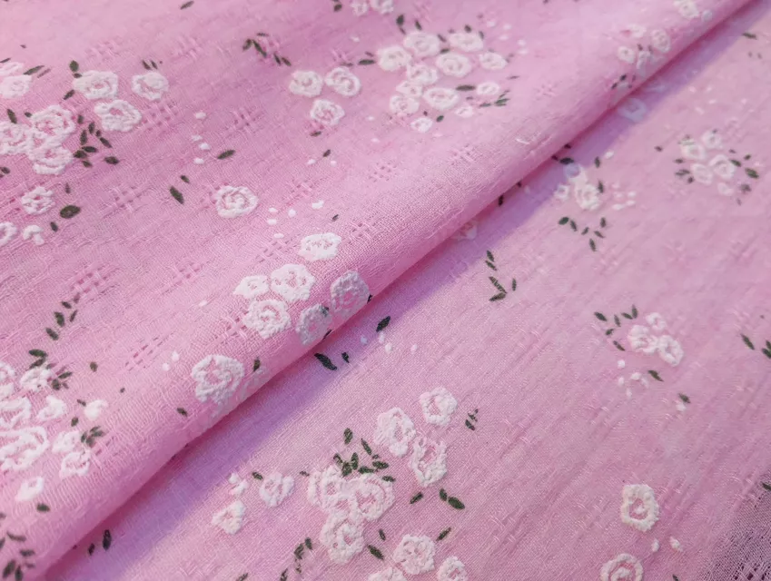 Тонкий коттон марлевка цветочная нежность, розовый - фото 1 - интернет-магазин tkani-atlas.com.ua