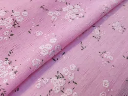 Тонкий коттон марлевка цветочная нежность, розовый - интернет-магазин tkani-atlas.com.ua