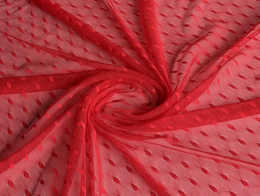 Сітка горошки, червоний - фото 1 - інтернет-магазин tkani-atlas.com.ua