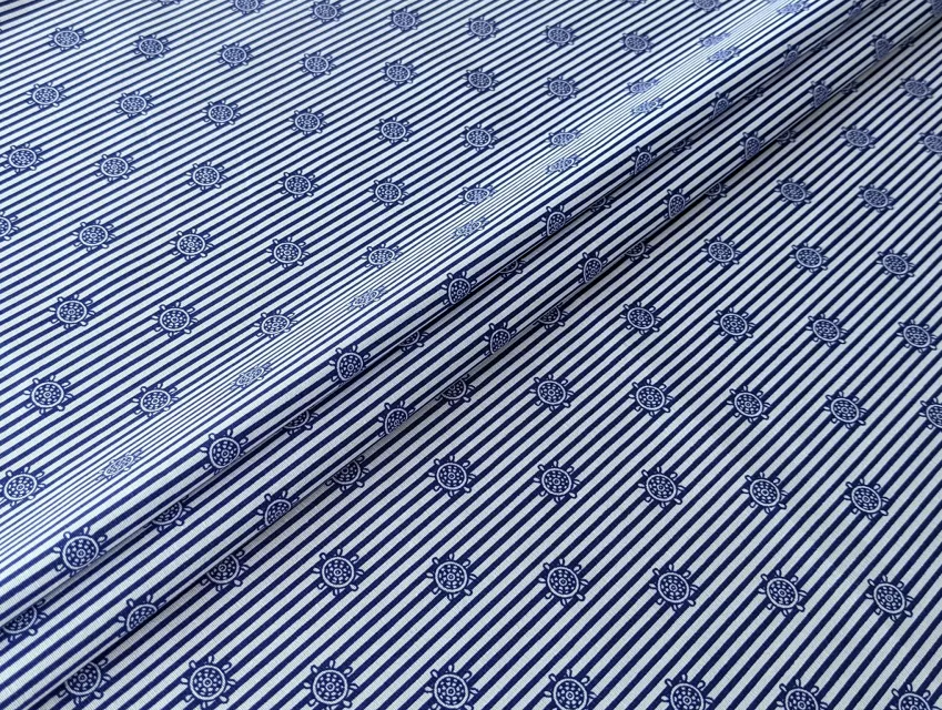 Коттон стрейчевый рубашечный штурвал, синий - фото 1 - интернет-магазин tkani-atlas.com.ua