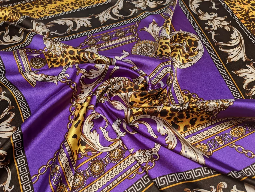 Атлас стрейчевый платок, фиолетовый - фото 1 - интернет-магазин tkani-atlas.com.ua