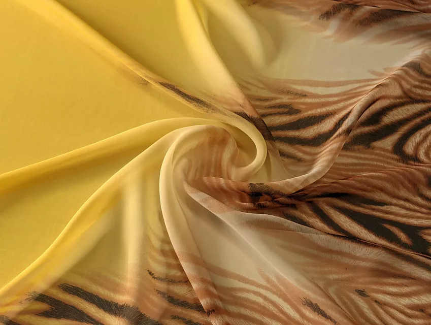 Шифон купон зебра 70 мм, коричневий на жовтому - фото 1 - інтернет-магазин tkani-atlas.com.ua