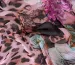 Шифон цветочный купон с леопардом, коричневый с ментоловым - фото 4 - интернет-магазин tkani-atlas.com.ua