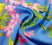 Штапель стрейчевый лилии, голубой - фото 1 - интернет-магазин tkani-atlas.com.ua