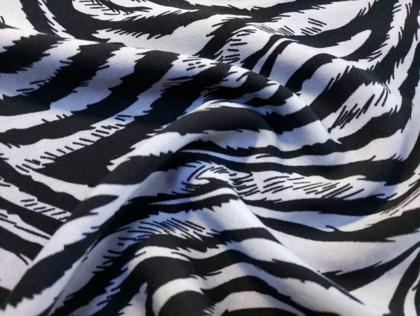 Штапель зебра, темно-синий на сером - фото 1 - интернет-магазин tkani-atlas.com.ua