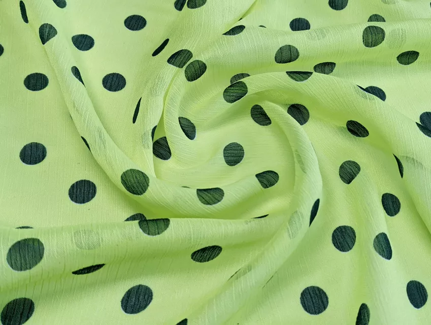 Шифон малюнок горох 10 мм, жовтий - фото 1 - інтернет-магазин tkani-atlas.com.ua