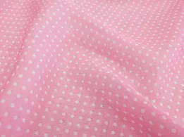 Шифон малюнок горошки, кораловий - інтернет-магазин tkani-atlas.com.ua