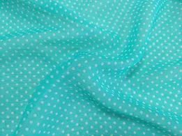 Шифон малюнок горошки, блакитна бірюза - інтернет-магазин tkani-atlas.com.ua