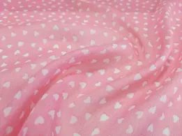 Шифон малюнок сердечки, рожевий - інтернет-магазин tkani-atlas.com.ua