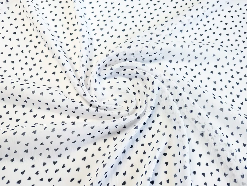 Шифон малюнок сердечки, білий - фото 1 - інтернет-магазин tkani-atlas.com.ua