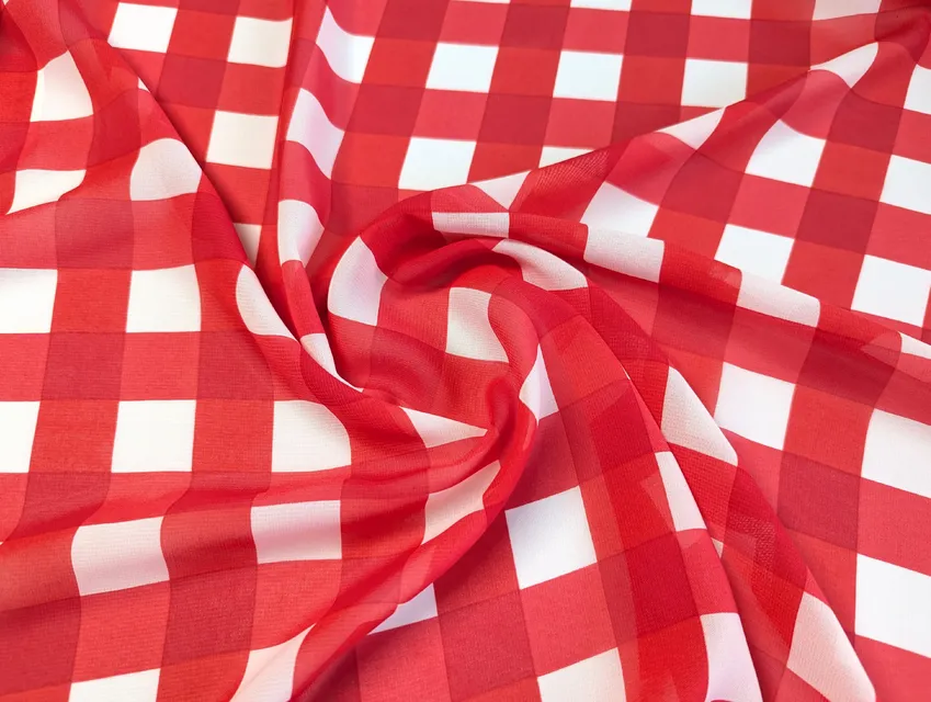 Шифон малюнок клітинка, червоний - фото 1 - інтернет-магазин tkani-atlas.com.ua