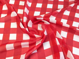 Шифон малюнок клітинка, червоний - інтернет-магазин tkani-atlas.com.ua